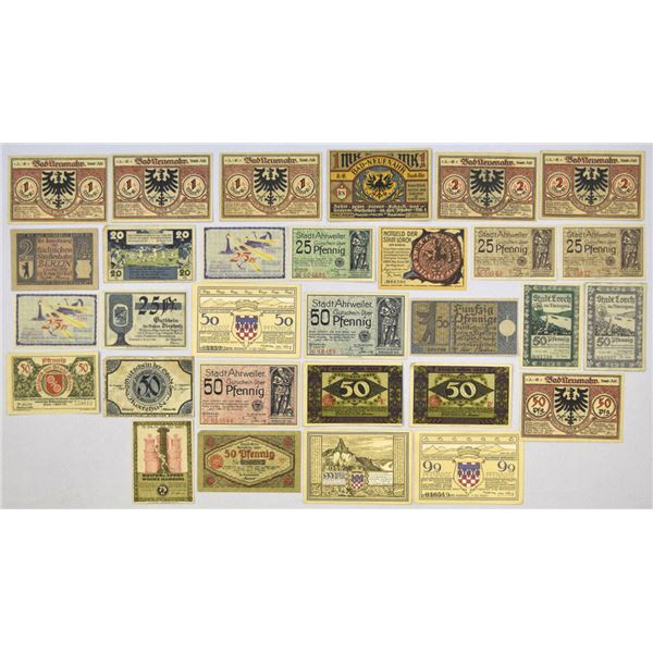 Germany. Notgeld Banknote Collection, 1918 to 1922, Mixed Municipal Issues.
