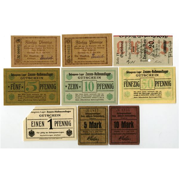 Germany. Zossen_WÙnsdorf (Halbmondlager), 1916 to 1918, Notgeld Assortment.