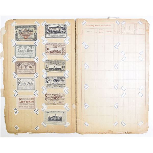 Austrian Notgeld Album with German Issues, 1917 to 1923, Large Mounted Collection
