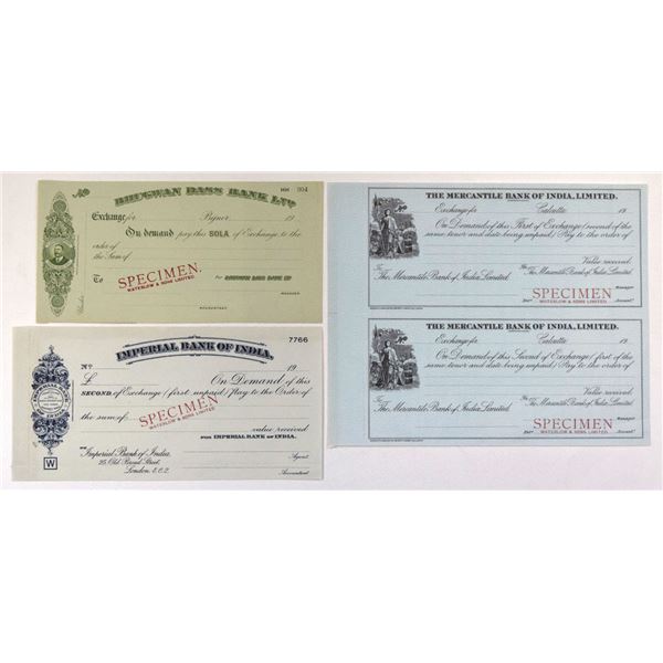 India.  India Specimen Banking Bills of Exchange, Printed by Waterlow & Sons, ca.1900-20s.