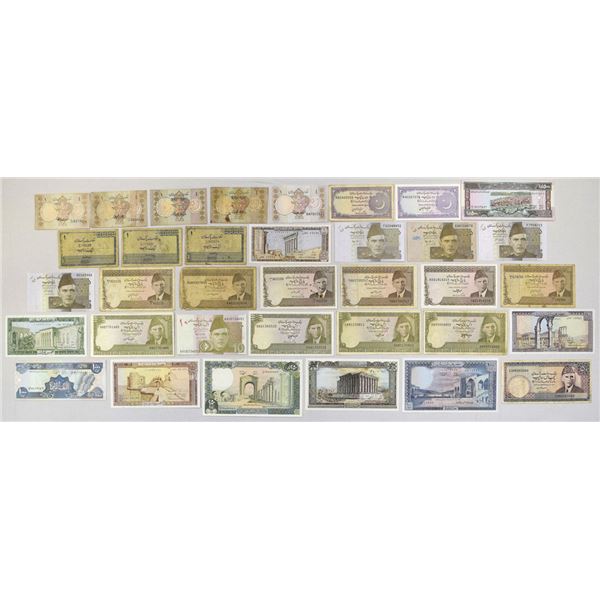 Pakistan and Lebanon Issued Banknote Assortment, 1948 to 1992