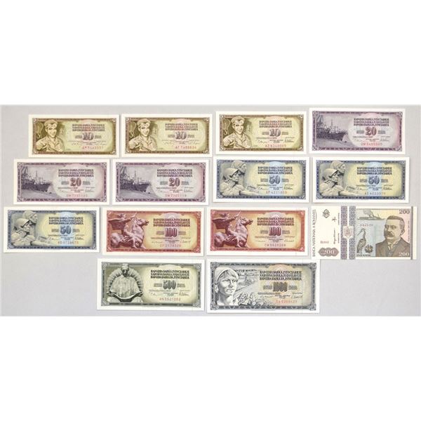 Yugoslavia & Romania. National Bank of Yugoslavia and Romania, 1968-92, Assortment of Issued Banknot