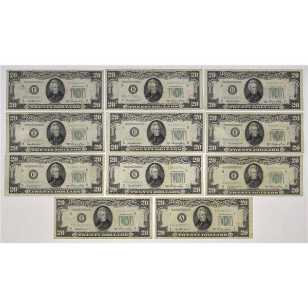 U.S., F.R.N., $20, Series 1950 from Various Districts, Fr.#2060, Replacement Banknote Group