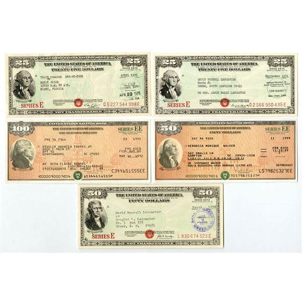 U.S.  Series E & EE, 1971 to 1999, Savings Bond Assortment.