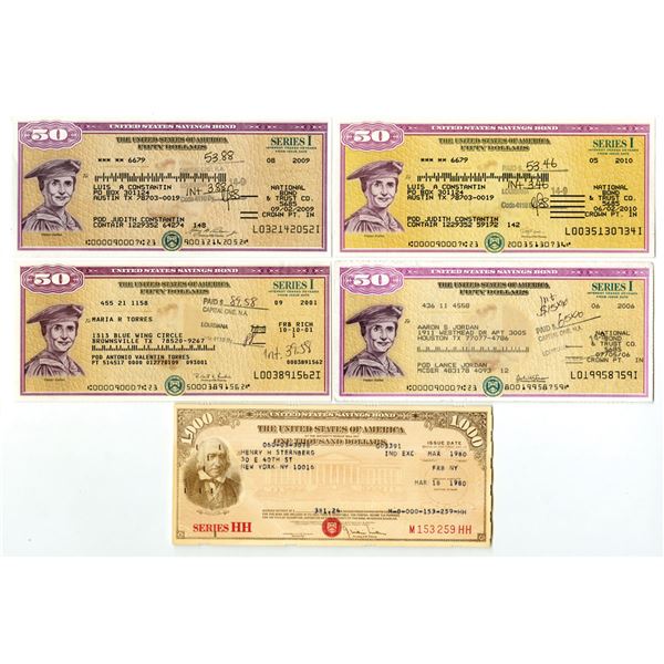 U.S. Savings Bond, Series HH and I, 1980 to 2010, I/C Savings Bond Assortment.
