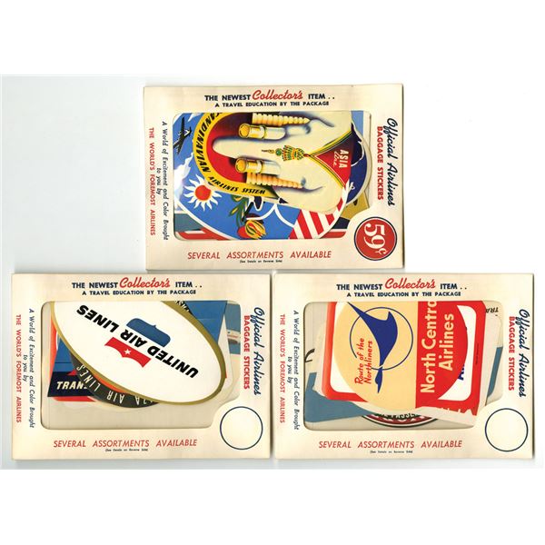 Vintage Airline Baggage Stickers, ND (1940 to 1960s), Global Assortment.