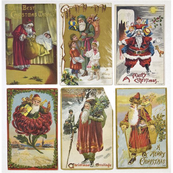 U.S., Santa Claus Postcards, incl. Figural, Folk, and European-Style Christmas Designs | 1908 to 190