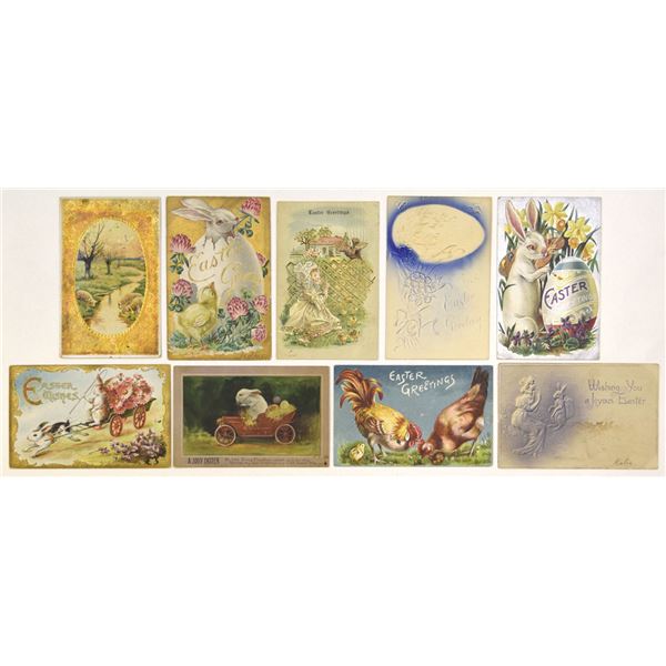 U.S., Easter Postcards, incl. Embossed Rabbit, Chick, and Farmyard Scenes | 1909 to 1911