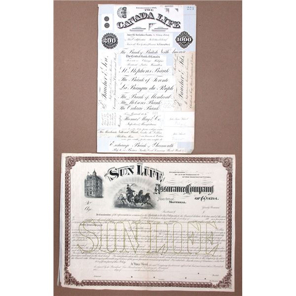 Canada. Sun Life Assurance Co. and Proof Sample Text, Numeral and Engraving Page from the Canada Ban