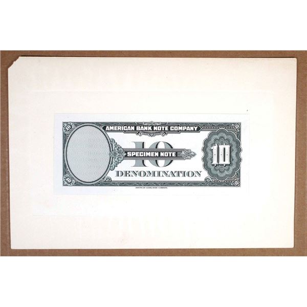 American Bank Note Co., ca.1950-60S Large Die Proof of Advertising Note Reverse.