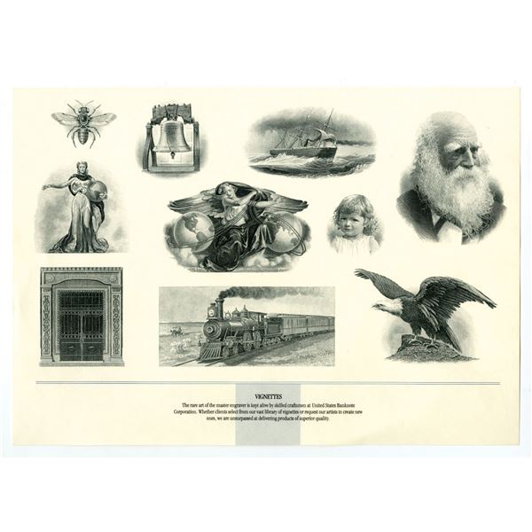 NY. American Bank Note Co., ca. 1920-50's Advertising Vignette Sheet.