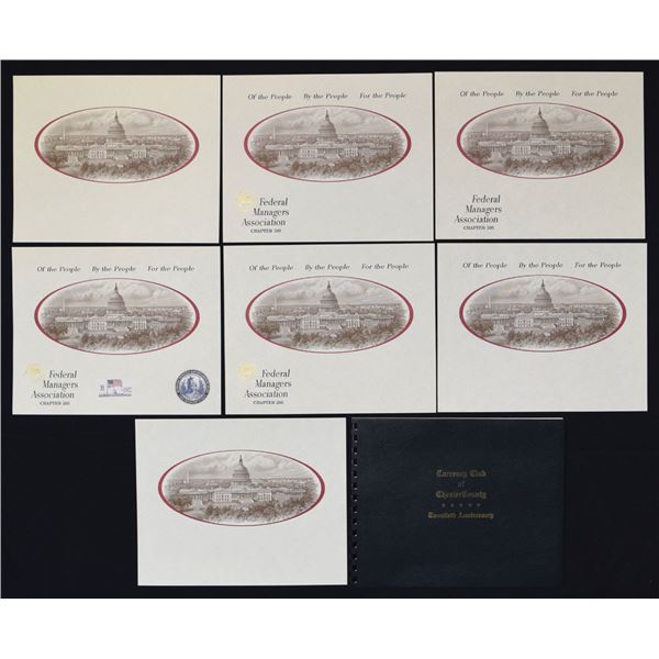 DC. and Pennsylvania. Progress Proof Souvenir Card s by U.S. F.M.A. & the Numismatic Club of Chester