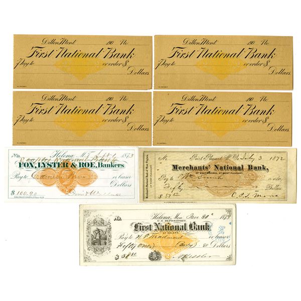 MT. Revenue Imprinted I/C & U/U Check Assortment, 1872 to 1900