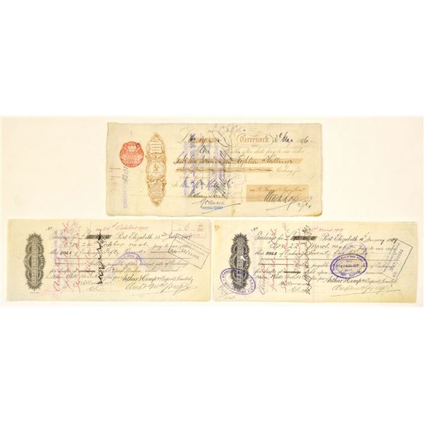 South Africa. Greenock and Port Elizabeth, 1906 to 1909, Foreign Bills of Exchange Trio.