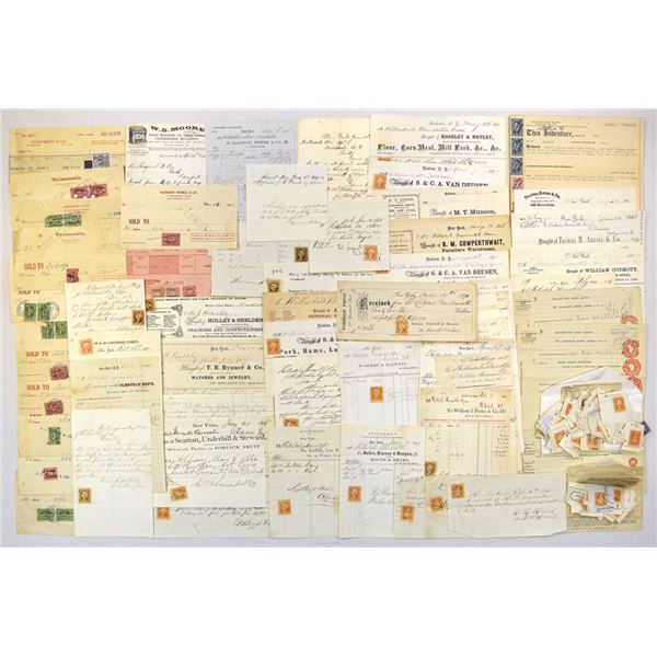 Revenue Stamped Letterheads, Invoices, and Financial Ephemera Group, 1860s to early 1900s