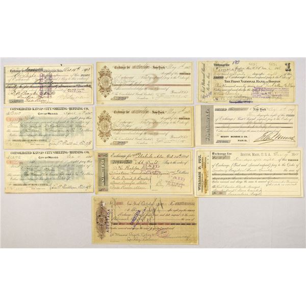 U.S.  and International Bills of Exchange Collection, 1880s to 1910s, Financial Draft Assortment.