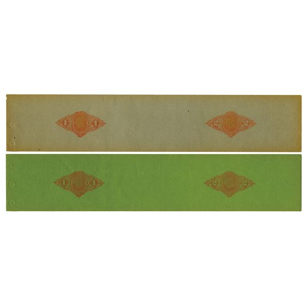 Imprinted Revenue Pair of RN-X Types of 1 Cent and 2 Cents revenues on light grey or green  Colored 