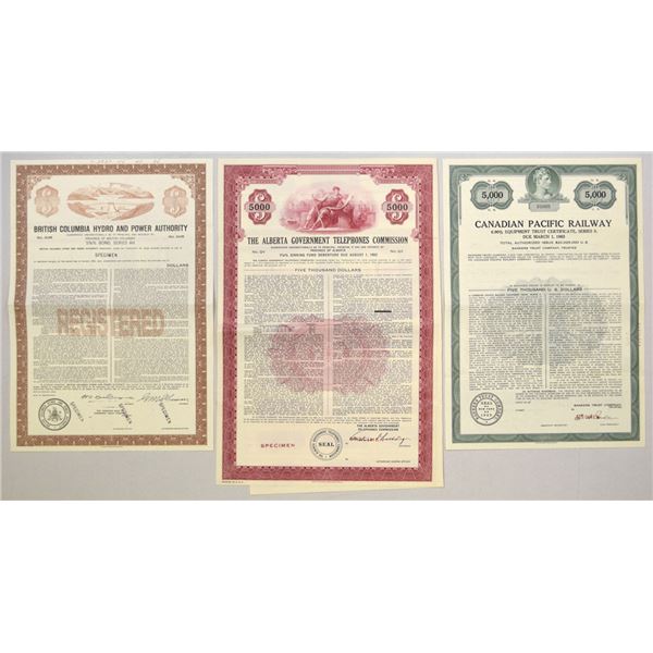 Canada. Canadian Specimen Bond Trio, 1967 to 1969.