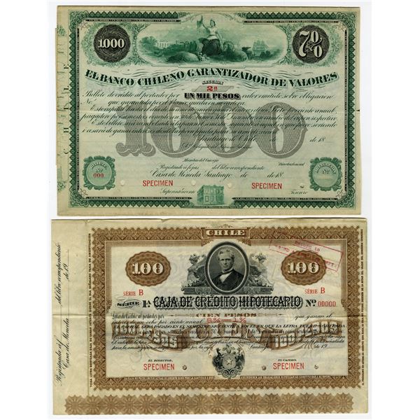 Chile. Chilean Specimen Bond Pair, ND (1880s to 1900s)