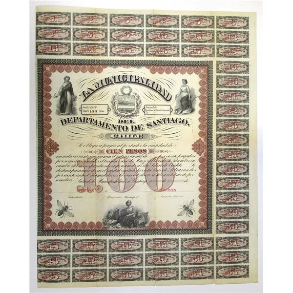 Chile. La Municipalidad del Department de Santiago, ND (1880 to 1900s), Specimen Bond.