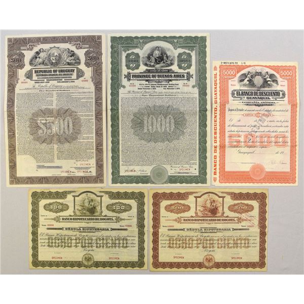 South American Countries Specimen Bond Assortment, 1935 to 1977.