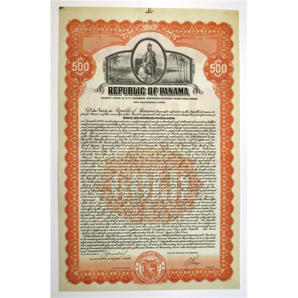 Panama. Republic of Panama, 1926, Specimen Gold Bond.
