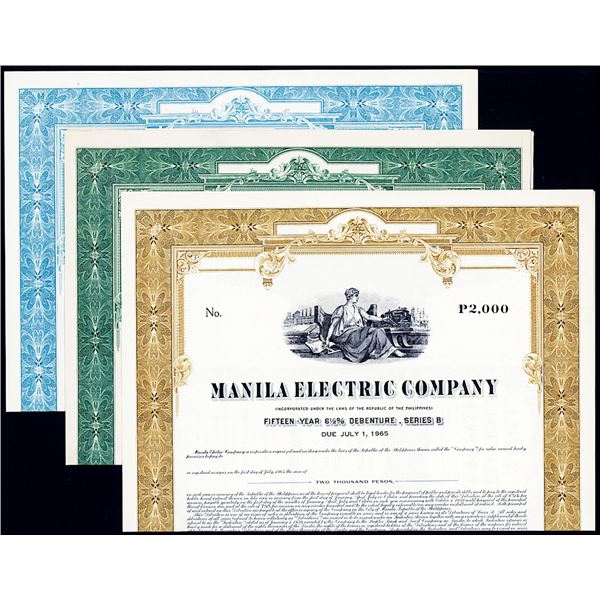 Manila Electric Co., 1950 Specimen Bond Trio.