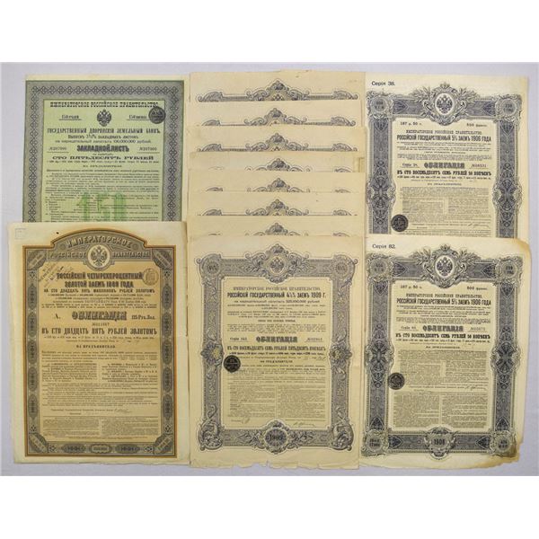 Imperial Russian Government, 1887 to 1909, I/U Bond Assortment.