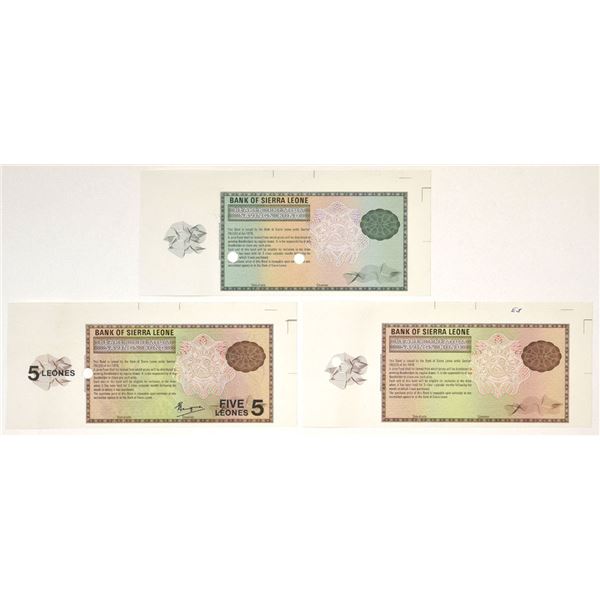 Sierra Leone. Bank of Sierra Leone, 1978, Proof Premium Savings Bond Trio.