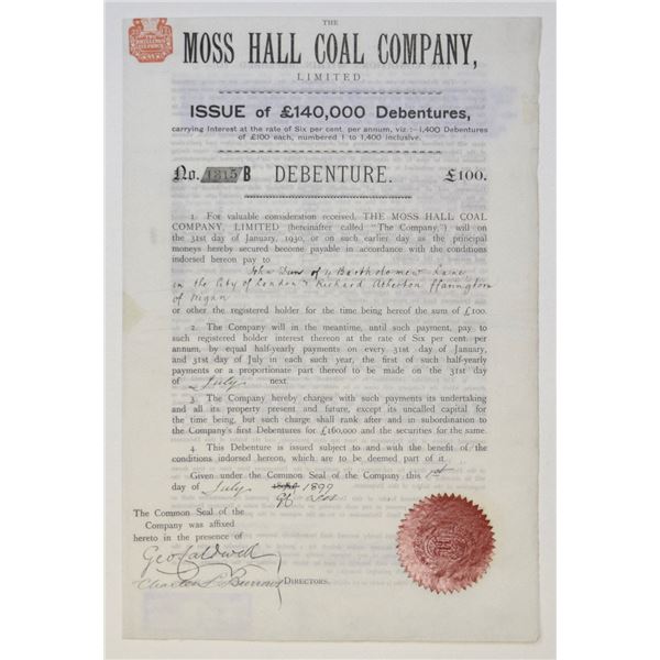 U.K., Moss Hall Coal Co. Ltd., 1899, I/U Bond.