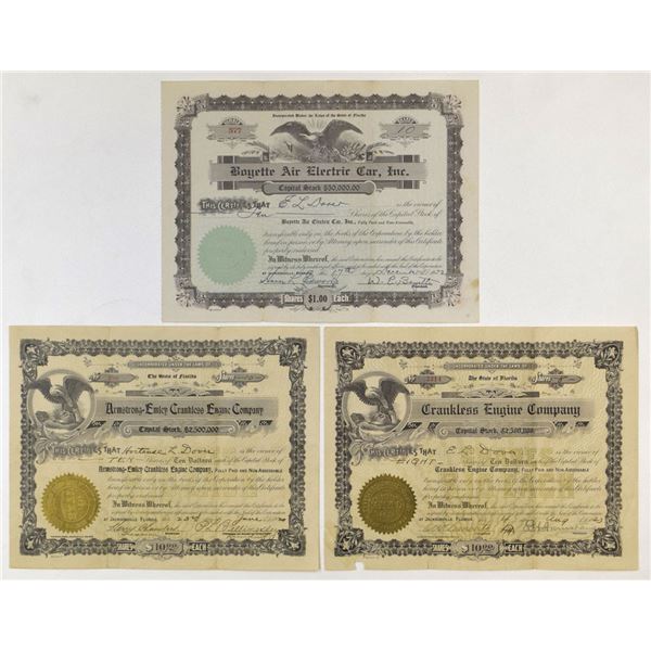FL. Engine and Auto Makers I/U Bond trio, 1920 to 1922.