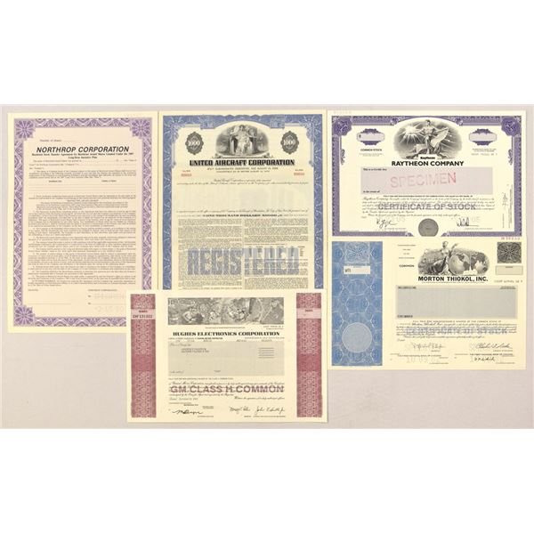 Aerospace and Defense Stock and Bond Certificate Collection, 1960s to 2000s