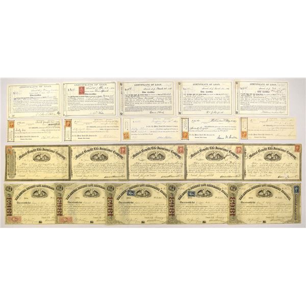 NJ. Mutual Benefit Life Insurance Co., 1860 to 1870s, I/U Certificate Collection.