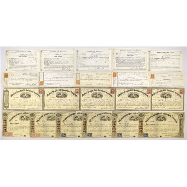 NJ. Mutual Benefit Life Insurance Co., 1860 to 1870s, I/U Certificate Collection.