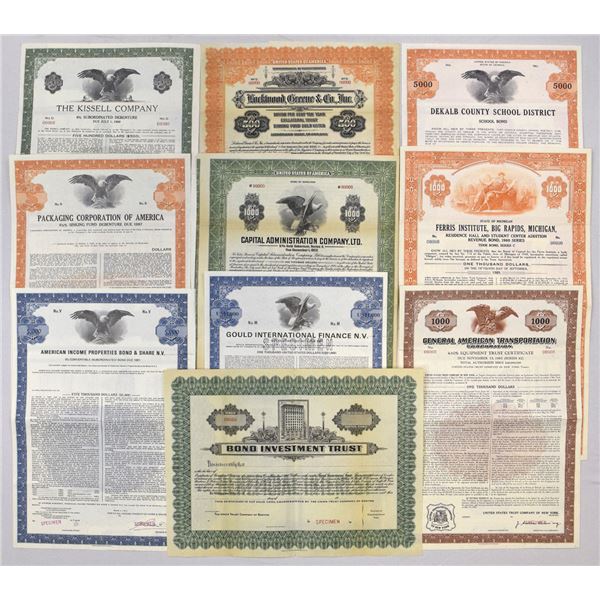 Corporate, Municipal, and Financial Bonds and Specimen Certificates, 1900 to 1979