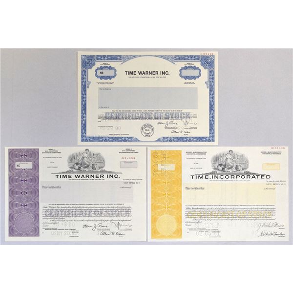 Time Warner Inc., 1981 to 1990, Specimen Stock Trio.