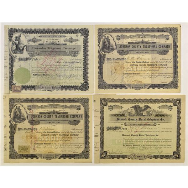 IA. Communications Assortment of I/C Stocks Certificates, 1900 to 1906.