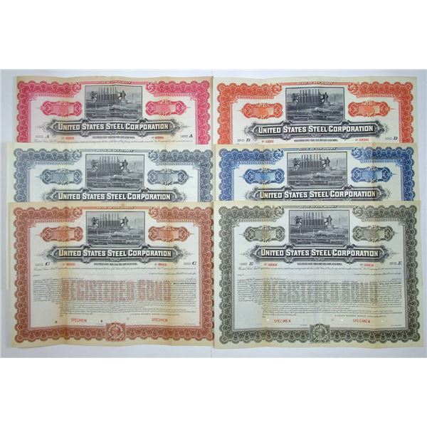 NJ. United States Steel Corp., 1901, Set of 6 Specimen Bonds