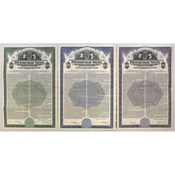PA. Pittsburgh Steel Co., 1940 to 1948, Specimen Bond Trio.