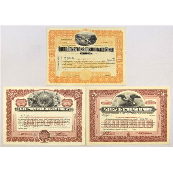 Arizona, Utah, & New Jersey Mining Specimen Stock Trio, ND (1900 to 1930s).