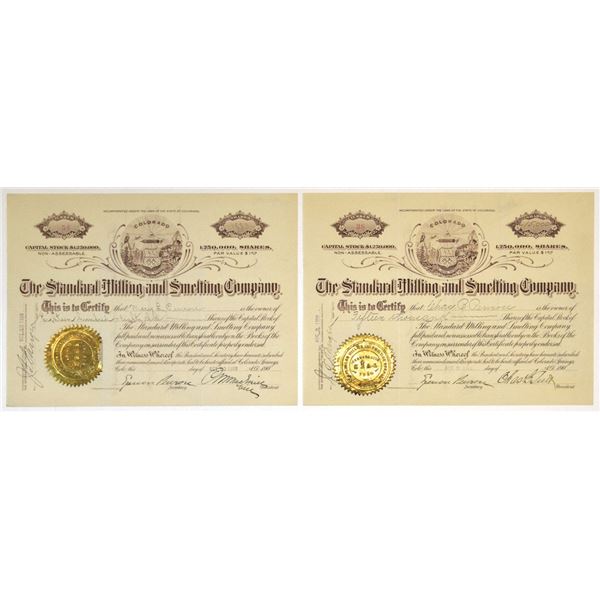 CO. Standard Milling and Smelting Co., 1900, I/U Cripple Creek Stock Certificate Pair.
