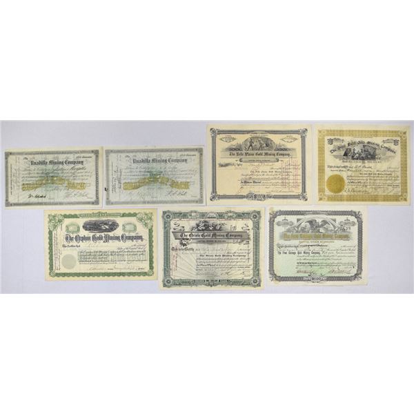Colorado Mining Stock Certificate Assortment, 1893 to 1901.