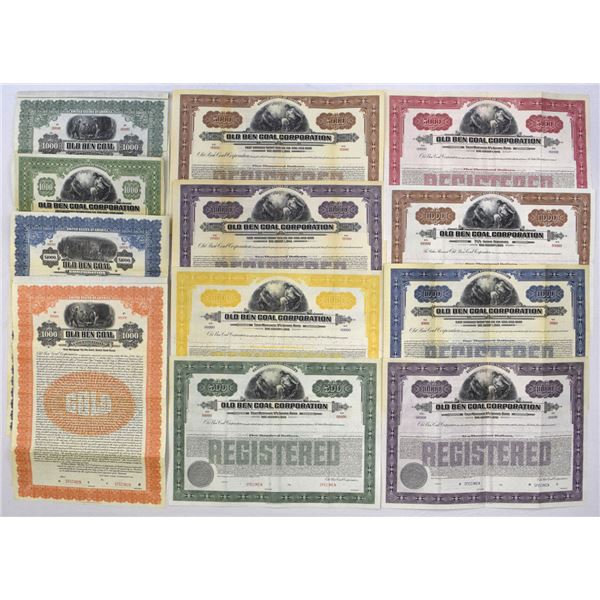 IL. Old Ben Coal Corp., 1916 to 1933, Registered and Coupon Specimen Bond Collection.