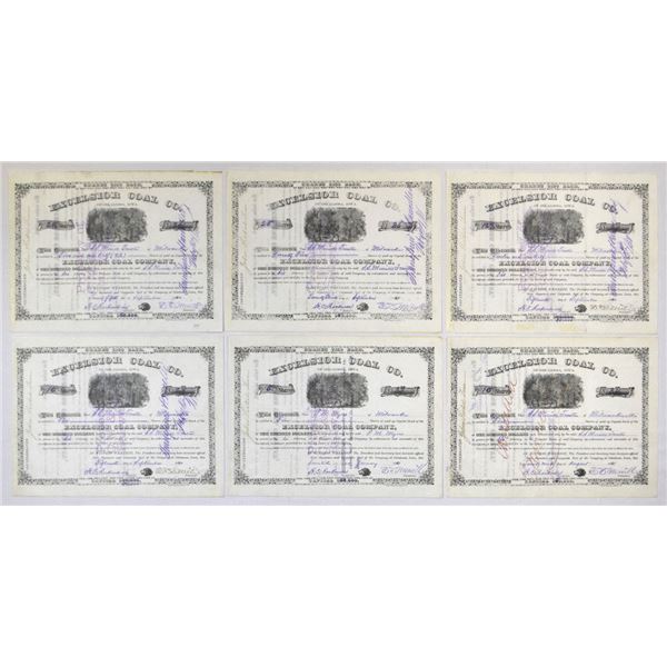 IA. Excelsior Coal Co., 1880 to 1881, I/C Stock Certificates.