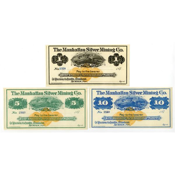 NV. Manhattan Silver Mining Co., ND (1870s), U/U Scrip Notes.