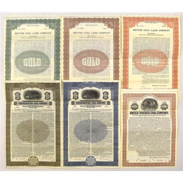 Coal Mining Specimen Coupon Bond Collection, ca.1911 to 1935.