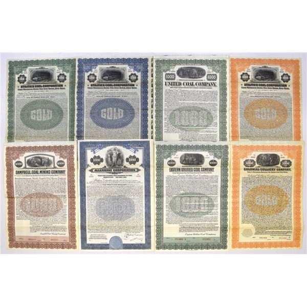 Coal Mining Specimen Coupon Bonds, 1910 to 1930.