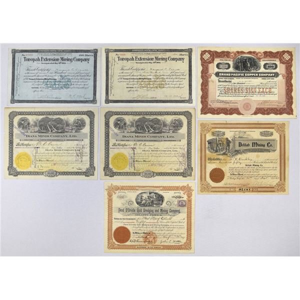 Mining Stock Certificate Collection, 1902 to 1919