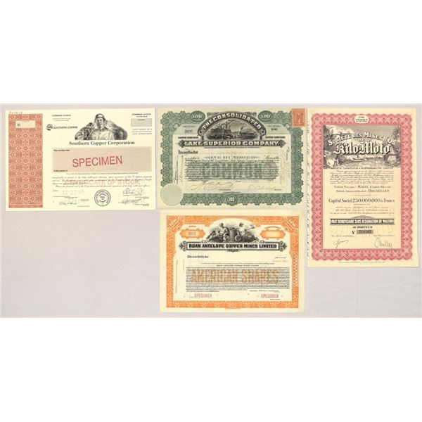 Worldwide Mining Stock Certificate Assortment, 1901 to 2005.