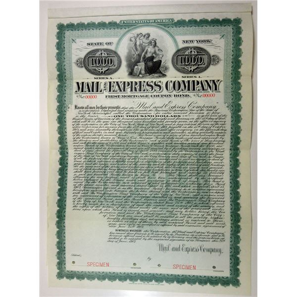 NY. Mail & Express Co., 1907 Specimen Gold coupon Bond